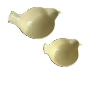 Creative Co-Op 2 Bird Shaped Bowls Stoneware Matte Glaze Soft Yellow